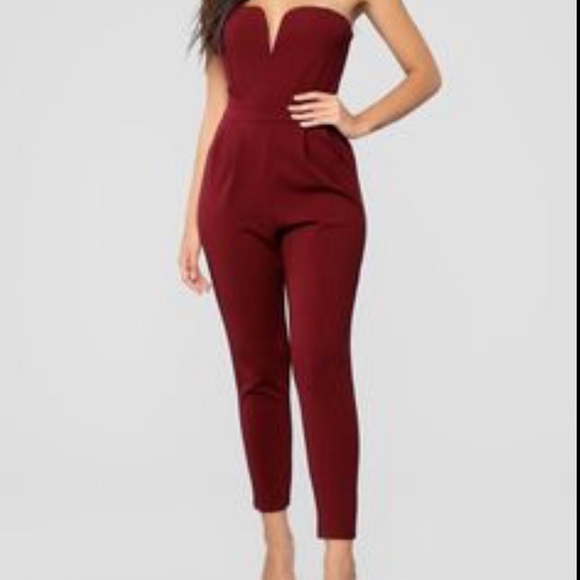 fashion nova burgundy jumpsuit